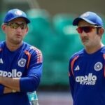 India head coach Gautam Gambhir (R) and former BCCI chief selector Ajit Agarkar.