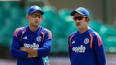 India head coach Gautam Gambhir (R) and former BCCI chief selector Ajit Agarkar.