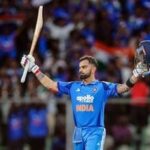 India's Virat Kohli celebrates his century during the 1st ODI against West Indies at Greenfield International Stadium, in Thiruvananthapuram on Sunday.