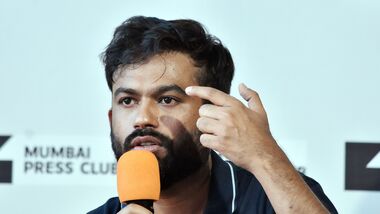 Mumbai, Oct 01 (ANI): Cockroach Janta Party Founder Abhijit Dipke addresses a press conference at the Press Club, in Mumbai on Thursday. (ANI Photo)