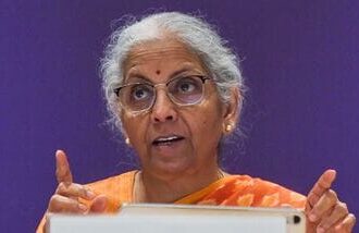Union Finance and Corporate Affairs Minister Nirmala Sitharaman speaks during a press conference after the 57th Goods and Services Tax (GST) Council Meeting at Bharat Mandapam, in New Delhi on Thursday.