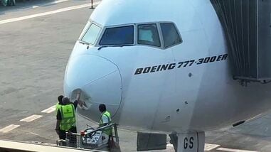 Dubai-bound Emirates flight delayed at Delhi airport after a bird strike (ANI Video Grab)
