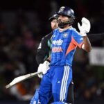 Indian skipper Shreyas Iyer plays a shot during the 1st T20I against New Zealand at Hagley Oval ground, in Christchurch on Thursday.