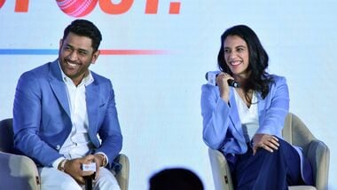 Gulf Oil Lubricants India Limited Brand Ambassador Mahendra Singh Dhoni and Smriti Mandhana during the celebration of the company's 125th anniversary.