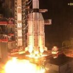 A view of the GSLV-F18 rocket carrying the NVS-03 satellite lifts off from the Satish Dhawan Space Centre, in Sriharikota on Friday. (ISRO/ANI Video Grab)