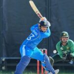 India's Vaibhav Sooryavanshi in action during the gold medal cricket match between India and Pakistan at the Asian Games.