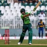 Pakistan's Babar Azam plays a shot during first ODI against Sri Lanka in the tri-series in Rawalpindi.