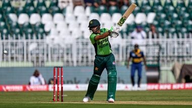 Pakistan's Babar Azam plays a shot during first ODI against Sri Lanka in the tri-series in Rawalpindi.