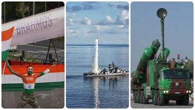 BrahMos missile system to cross $600 million export, says Defence Secretary: (L) BrahMos missile on Kartavya Path. Apart from this, Pinaka multi-launcher rocket system, BM-21 Agnibaan, a 122 mm Multiple Barrel Rocket Launcher, Akash Weapon System were also displayed.