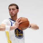 Brandin Podziemski #2 of the Golden State Warriors poses for a picture.