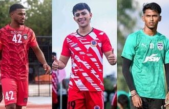(From L) Chennaiyin FC's Brison Fernandes, East Bengal's Rohit Danu and Bengaluru FC's Vinith Venkatesh.