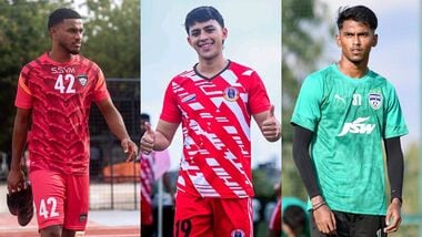 (From L) Chennaiyin FC's Brison Fernandes, East Bengal's Rohit Danu and Bengaluru FC's Vinith Venkatesh.