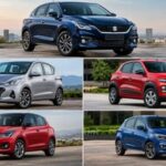Maruti Suzuki Baleno, Renault Kwid, Tata Tiago, Maruti Suzuki Swift and Hyundai Grand i10. (Clockwise from top)