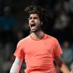 Spain's Carlos Alcaraz celebrates beating Czech Republic's Jiri Lehecka in the men's singles final during the Japan Open tennis tournament.