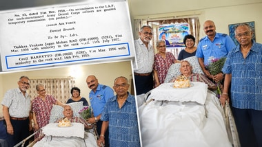 Who is Wing Commander Cecil Barretto? IAF celebrates the 104th birthday of the veteran who served in WWII and the Kashmir War. (Images compiled using AI.)