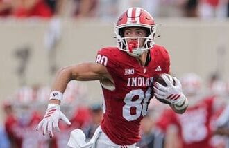 Charlie Becker #80 of the Indiana Hoosiers in action