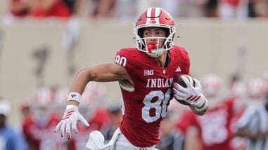 Charlie Becker #80 of the Indiana Hoosiers in action