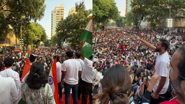 CJP leader Abhijeet Dipke addressing the gathering at Mumbai's Shivaji Park on Friday