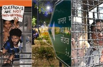 7,000 protestors, including prominent politicians, were detained by Delhi Police on Saturday.