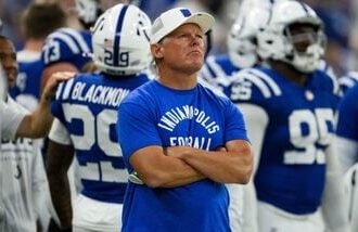 Chris Ballard on the sidelines during an NFL preseason football game against the Atlanta Falcons (file photo0