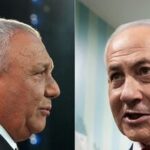 Yashar party leader Gadi Eisenkot (L) and Prime Minister Benjamin Netanyahu.