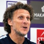 Uruguay's head coach Diego Forlan attends the pre-match press conference in Kolkata ahead of their India clash.