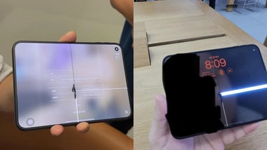 iPhone Duo screen cracked.