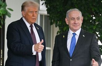 (FILES) US President Donald Trump with Israeli Prime Minister Benjamin Netanyahu