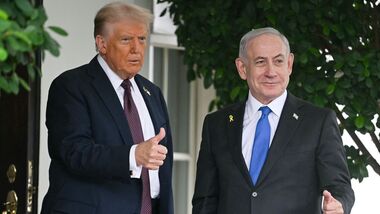 (FILES) US President Donald Trump with Israeli Prime Minister Benjamin Netanyahu