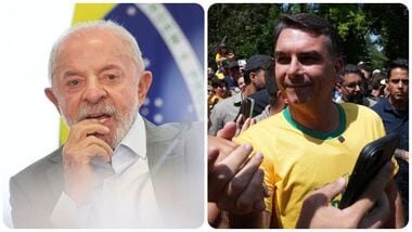 Brazil's President and presidential candidate Luiz Inacio Lula da Silva (L); Brazilian presidential candidate Flavio Bolsonaro of the Liberal Party (PL)