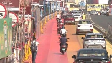 The combination of reduced surface friction, curves and downward gradients could make it more difficult for motorcyclists to maintain balance and control on the flyover. (Image: Screengrab from video on ANI)