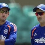 India head coach Gautam Gambhir (Right) paid tribute to outgoing BCCI chief selector Ajit Agarkar (Left).