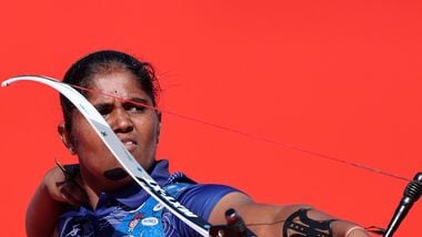 Kumkum Mohod won gold in the women's individual recurve archery event at the 2026 Asian Games in Nagoya on Saturday.