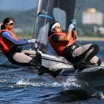India's Harshita Tomar and Shital Verma in action during the Women's Skiff Opening Series