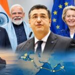 L to R: Ursula von der Leyen, President of the European Commission;Apostolos Tzitzikostas, European Commissioner for Sustainable Transport and Tourism; Prime Minister Narendra Modi; António Costa, President of the European Council.(Images compiled using AI)