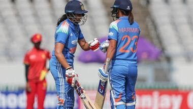 Pratika Rawal (Left) and Harmanpreet Kaur (Right) have forged a 50-plus stand for the third wicket in the second ODI against Zimbabwe.