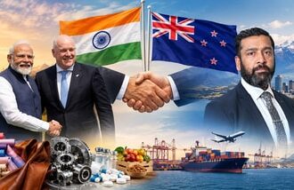 Saurav Kumar, managing director of Protiviti’s member firm for India (Right), Indian Prime Minister Narendra Modi and New Zealand Prime Minister Christopher Luxon. (Left). Note: Image compiled using AI.