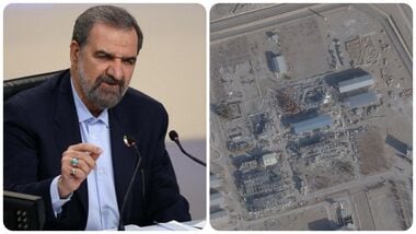 Iranian Supreme National Security Council Secretary Mohsen Rezaei; A satellite image taken on February 1, 2026, shows a new roof over a previously destroyed building at Isfahan nuclear site, Iran