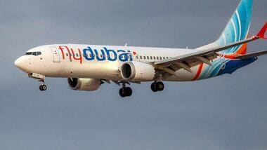 A Flydubai Boeing 737 MAX 8 aircraft prepares for landing at Israel's Ben Gurion Airport in Lod on September 30, 2026. (Photo by Jack GUEZ / AFP)