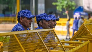 New Delhi, India - Oct. 1, 2026: Roads leading to Jantar Mantar are seen closed amid heavy deployment of security personnel ahead of a protest called for October 2 against the functioning of the Election Commission of India (ECI) in New Delhi, India, on Thursday, October 1, 2026.