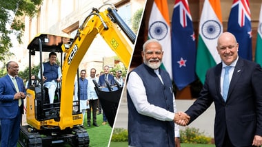 Made in India, Made for the world: Piyush Goyal flags off first-ever JCB machine export to New Zealand, made in Pune.