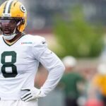 Josh Jacobs #8 of the Green Bay Packers in action