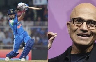 Microsoft CEO Satya Nadella (Right) welcomed former India captain Virat Kohli to LinkedIn.