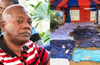 Good News International Church Pastor Paul Mackenzie; Body bags are laid out at the scene where dozens of bodies, believed to be followers of extremist evangelical leader Paul Mackenzie, were found in shallow graves in the village of Shakahola, near the coastal city of Malindi, in southern Kenya, April 24.
