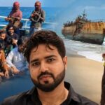 Sailors being held captive aboard the MT Honour 25 after the vessel was hijacked off Somalia (Left); Indian sailor Mohammed Tanweeruz Zaman (Centre). (Image compiled using AI)