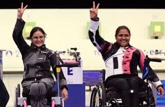 Mona Agarwal (R) and Avani Lekhara ensured India's one-two finish in women's 10m air rifle event at the Asian Para Games 2026.