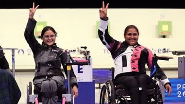 Mona Agarwal (R) and Avani Lekhara ensured India's one-two finish in women's 10m air rifle event at the Asian Para Games 2026.
