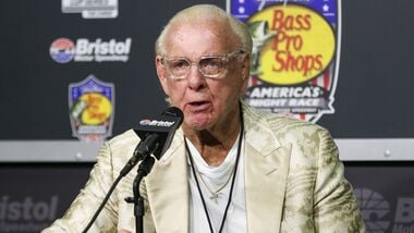Professional wrestler Ric Flair speaks to the media before the Bass Pro Shops Night Race at Bristol Motor Speedway. (file photo)