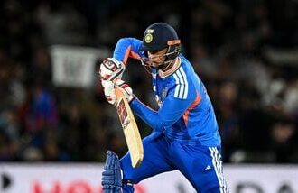 India's Vaibhav Sooryavanshi bats during the second T20 cricket international between New Zealand and India in Christchurch, New Zealand, Saturday, Oct. 24, 2026. (John Davidson/Photosport via AP)