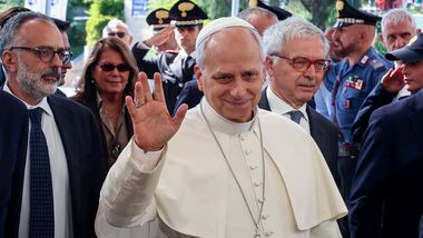 Pope Leo arrives at Gemelli Hospital ahead of the pontiff's surgery to remove a lung nodule, in Rome, Italy, October 13, 2026.